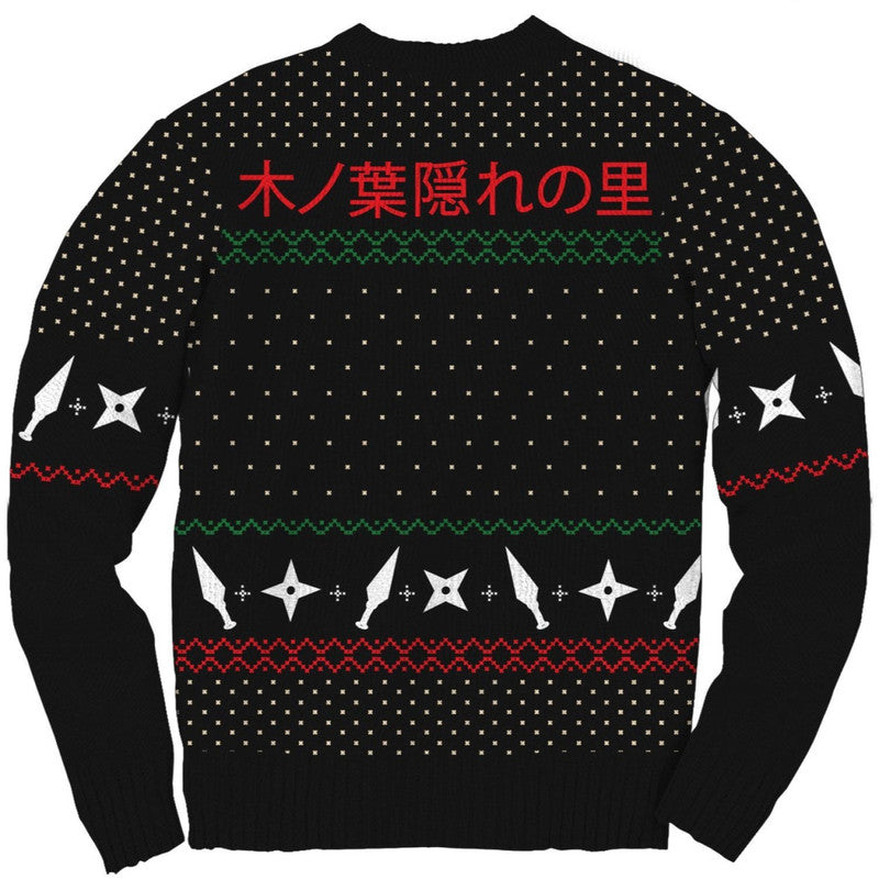 Naruto Shippuden Hidden Leaf Pattern Ugly Christmas Sweater